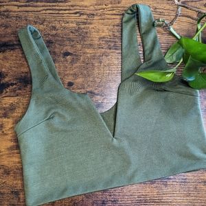 Green V neck Crop top